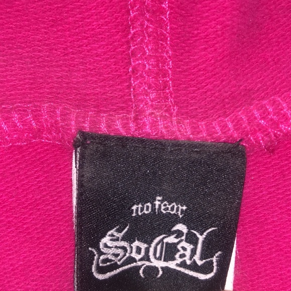 (RARE) SO*CAL HOT PINK LONG SLEEVE HOODIE DRESS - Picture 5 of 6